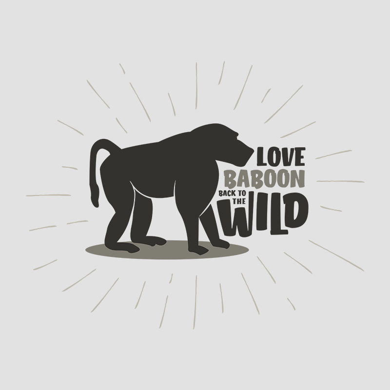 Love baboons back to the wild illustration 