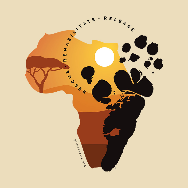 Africa and baboon hand illustration 